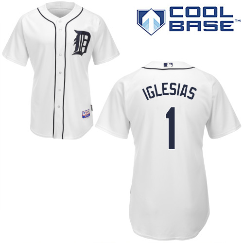 Jose Iglesias #1 MLB Jersey-Detroit Tigers Men's Authentic Home White Cool Base Baseball Jersey